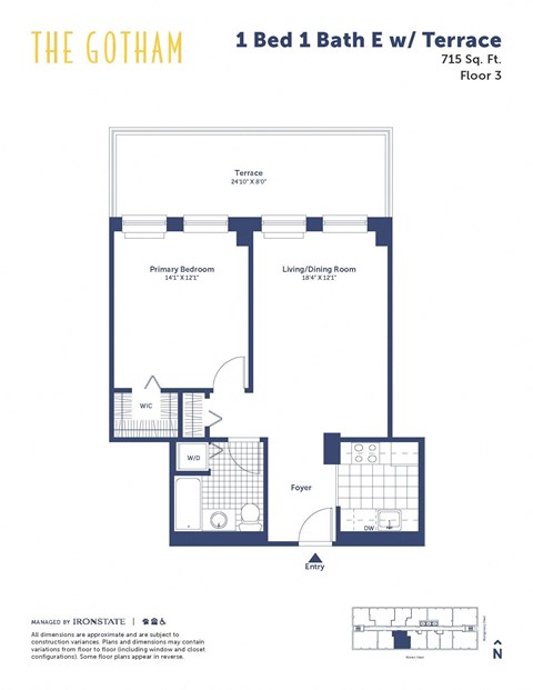 the gotham 1 bed 1 bath floor plan